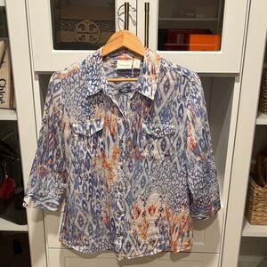 Chico's Multicolor Abstract Button-Up Blouse